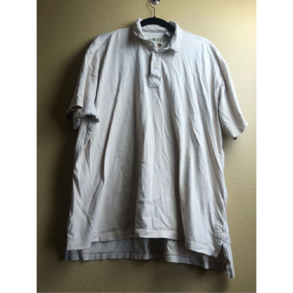 Orvis Men’s Polo Shirt Tan 100% Cotton Soft Size XL - Picture 2 of 9